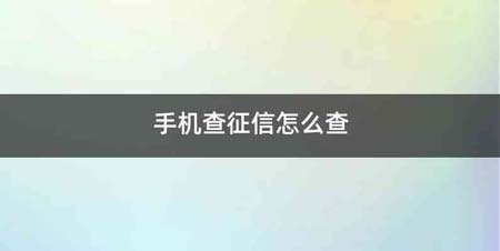 手机查征信怎么查