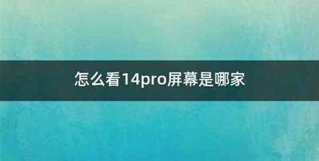 怎么看14pro屏幕是哪家