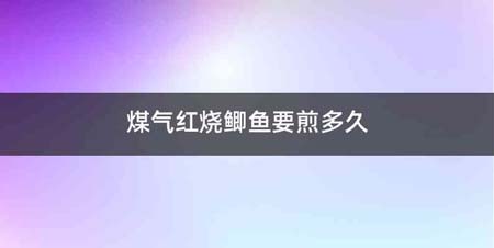 煤气红烧鲫鱼要煎多久