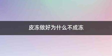 皮冻做好为什么不成冻